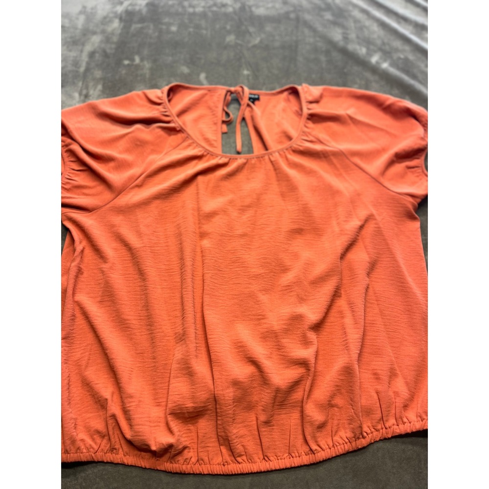 Torrid Orange Textured Tie Back Peasant Top Blouse‎ Women Size 2